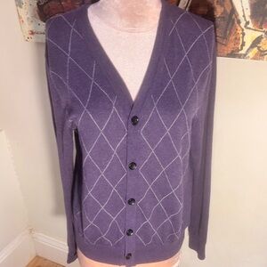 Banana republic, purple, Argyle, lightweight cardigan, sweater, small